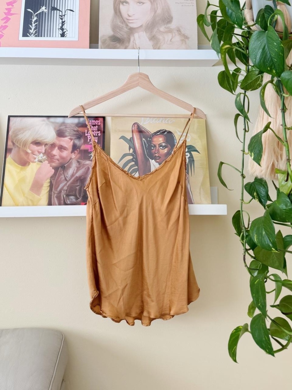 Wilfred Satin Slip Cami in Camel Brown